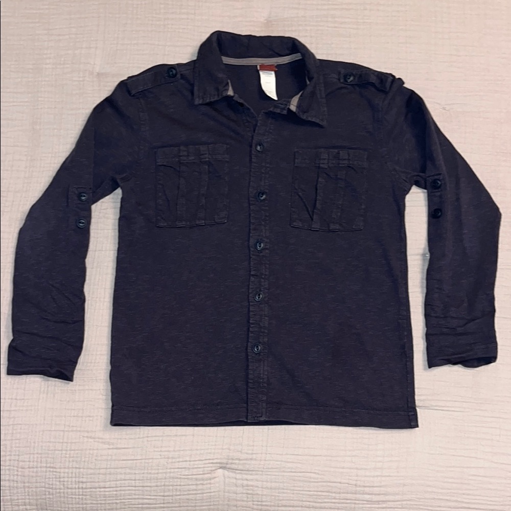 Tea button down navy shirt boys